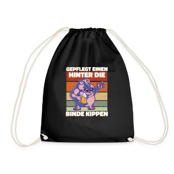 Saufen Bier Trinken - Lustiges Saufen - Turnbeutel - Schwarz - Vorne