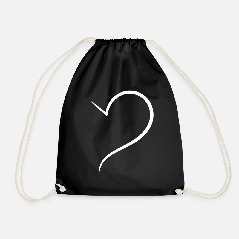 Noble White Half Heart - Drawstring Bag - black