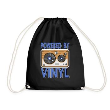 Powered by Vinyl Records - Drawstring Bag - black - Front