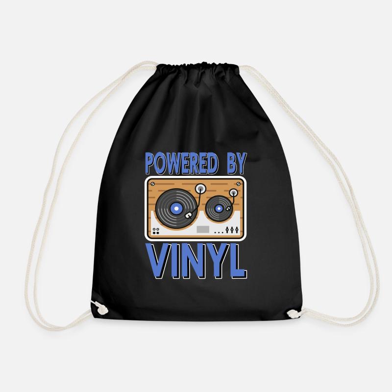 Powered by Vinyl Records - Drawstring Bag - black
