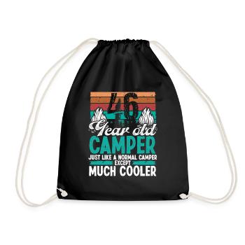 46 Year Old Camper Scouting Camping 46 Birthday - Drawstring Bag - black - Front
