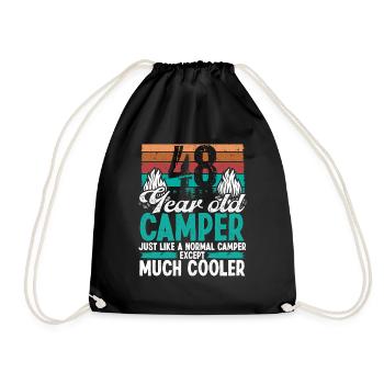 48 Year Old Camper Scouting Camping 48 Birthday - Drawstring Bag - black - Front