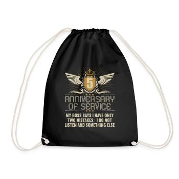 5 years of service 5 years of service anniversary - Drawstring Bag - black - Front