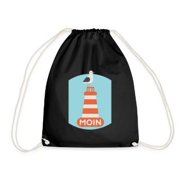 Nordsee, Deutsch ,Dialekt, Hamburg, Meer, Moin - Turnbeutel - Schwarz - Vorne