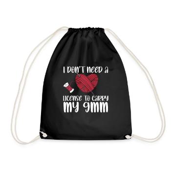 I Don't Need A License To Carry My 9mm Funny - Drawstring Bag - black - Front