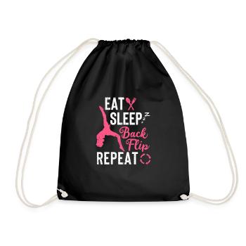 Eat Sleep Back Flip Repeat Acrobat Gymnastics Funny - Drawstring Bag - black - Front