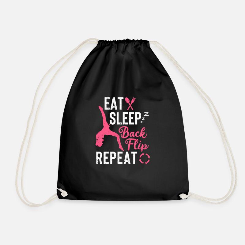Eat Sleep Back Flip Repeat Akrobat Gymnastik Funny - Turnbeutel - Schwarz