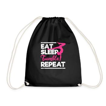 Gymnastics Funny Gymnast Lovers Eating Sleep - Drawstring Bag - black - Front