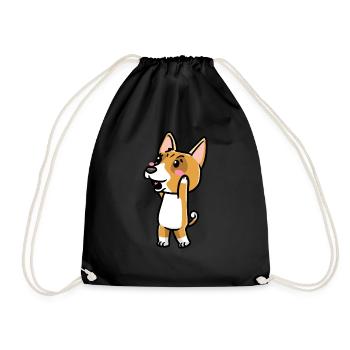 Basenji Hund Emoticon - Turnbeutel - Schwarz - Vorne