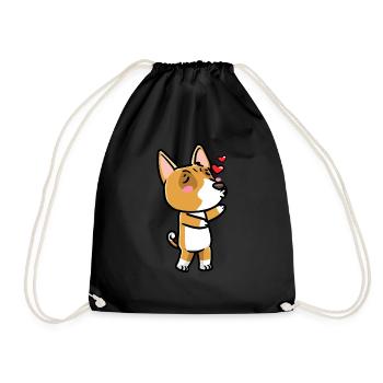 Basenji Hund Emoticon - Turnbeutel - Schwarz - Vorne