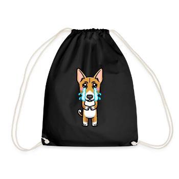 Basenji Hund Emoticon - Turnbeutel - Schwarz - Vorne