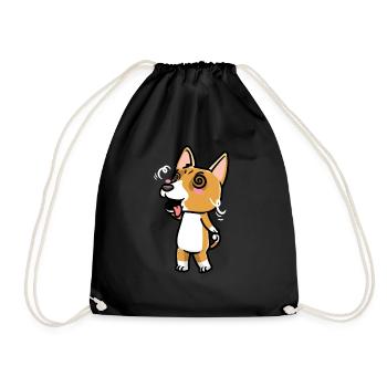 Basenji Hund Emoticon - Turnbeutel - Schwarz - Vorne