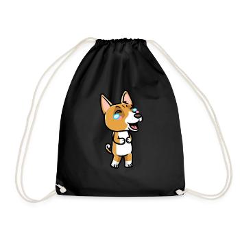 Basenji Dog Laughing Emoticon - Drawstring Bag - black - Front