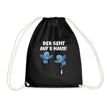 Der Geht Aufs Haus - Turnbeutel - Schwarz - Vorne