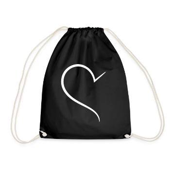 Noble Half White Heart - Drawstring Bag - black - Front