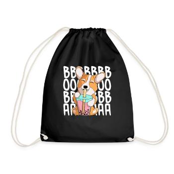 süßer kawaii corgi trinkt boba tee - Turnbeutel - Schwarz - Vorne