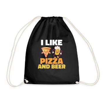 I like pizza and beer - Drawstring Bag - black - Front