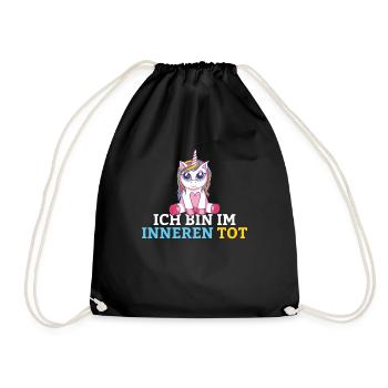 Ich bin im Inneren tot Einhorn - Turnbeutel - Schwarz - Vorne