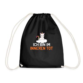 Ich bin im Inneren tot Katzen Einhorn - Turnbeutel - Schwarz - Vorne