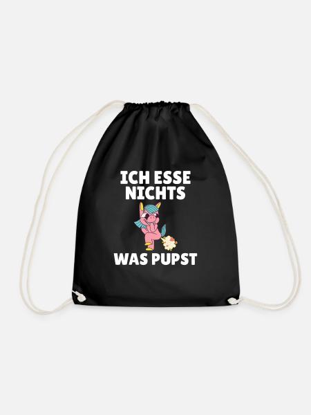 Ich esse nichts was pupst Veganer und Vegetarier - Turnbeutel - Schwarz