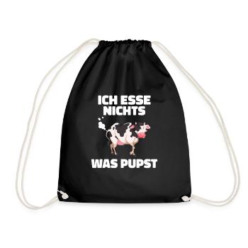 Ich esse nichts was pupst Veganer und Vegetarier - Turnbeutel - Schwarz - Vorne