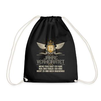 15 Jahre verheiratet nur 2 Fehler 15.Hochzeitstag - Turnbeutel - Schwarz - Vorne