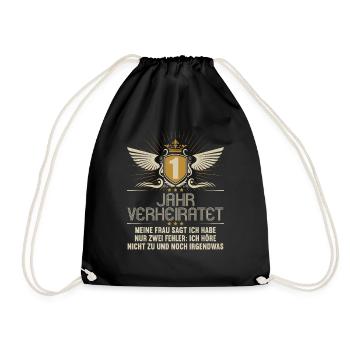 1 Jahr verheiratet nur 2 Fehler 1.Hochzeitstag - Turnbeutel - Schwarz - Vorne