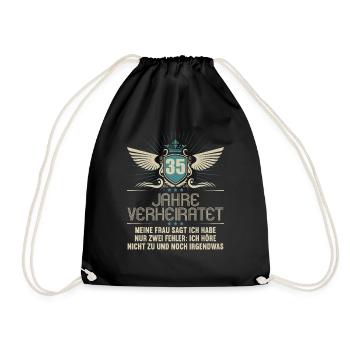 35 Jahre verheiratet nur 2 Fehler 35.Hochzeitstag - Turnbeutel - Schwarz - Vorne