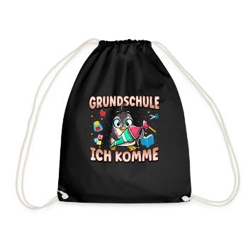Grundschule Ich Komme Ein Schulkind Einschulung - Turnbeutel - Schwarz - Vorne