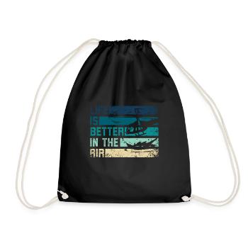 La vie est meilleure dans l’hélicoptère aérien - Sac de sport léger - noir - Devant