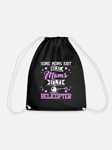 Moms fly helicopter - Turnbeutel - Schwarz