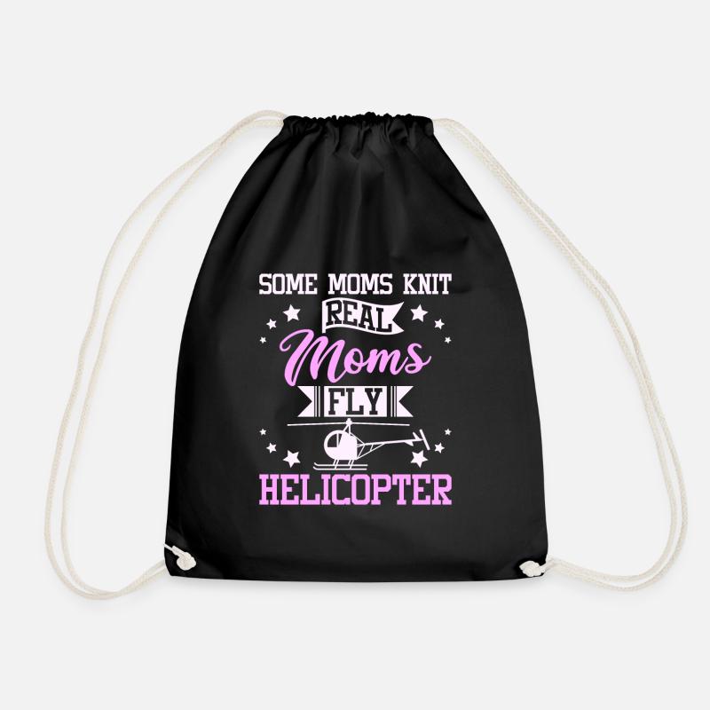 Moms fly helicopter - Turnbeutel - Schwarz