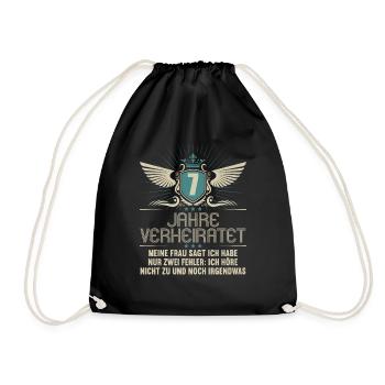 7 Jahre verheiratet nur 2 Fehler 7.Hochzeitstag - Turnbeutel - Schwarz - Vorne