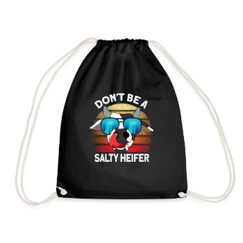 Kuh Salty Heifer Bauer Rind Kühe Geschenkidee - Turnbeutel - Schwarz - Vorne