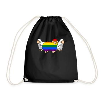 rainbow sheep family LGBT Gay Pride Lgbtq - Drawstring Bag - black - Front