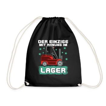 Der Einzige Mit Ahnung Im Lager Lustiger Stapler - Turnbeutel - Schwarz - Vorne