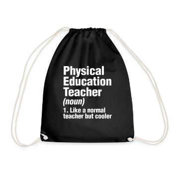 Physical Education Teacher Cooler PE Gym Coach - Drawstring Bag - black - Front