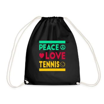 Peace, Love, Tennis - Turnbeutel - Schwarz - Vorne