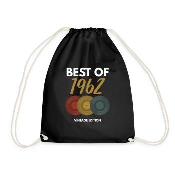Best of 1962 Vintage Vinyl 60. Geburtstag - Turnbeutel - Schwarz - Vorne