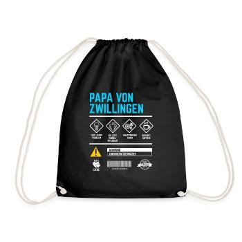 Papa von Zwillingen Gebrauchsanweisung Zwillinge - Turnbeutel - Schwarz - Vorne