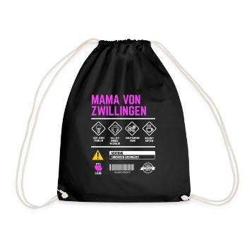 Mama von Zwillingen Gebrauchsanweisung Zwillinge - Turnbeutel - Schwarz - Vorne