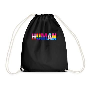 Human LGBT Flag Gay Pride Transgender Rainbow - Drawstring Bag - black - Front