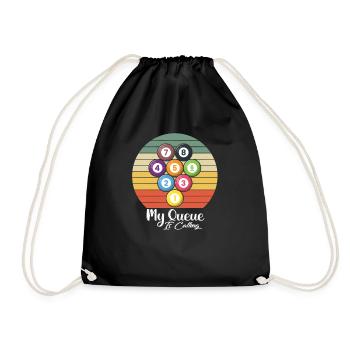 My Queue is Calling Pool billiards Snooker - Drawstring Bag - black - Front