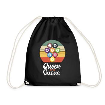 Queen of the Queue Pool billiards Snooker - Drawstring Bag - black - Front