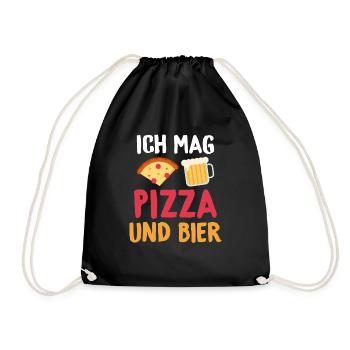 Ich mag Pizza und Bier - Turnbeutel - Schwarz - Vorne