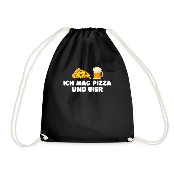 Ich mag Pizza und Bier - Turnbeutel - Schwarz - Vorne