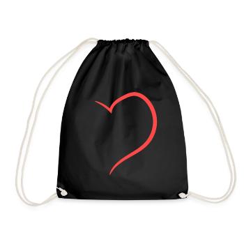 Half Heart In Red Design - Drawstring Bag - black - Front