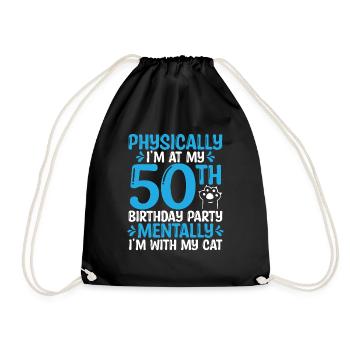 50 Year Old Cat Dad with my Cat Mom 50th Birthday - Drawstring Bag - black - Front