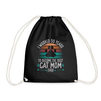50 Year Old Mom 50 Years Cat Mother 50th Birthday - Drawstring Bag - black - Front