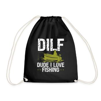 Funny Fishing Idea for Men Fishing Rod Humor - Drawstring Bag - black - Front